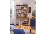 Sekretär SIT "T-NEST SHELF OFFICE aus Mangoholz mit Metallregal Industrial", schwarz (schwarz, natur), B:120cm H:200cm, Sekretäre, Sekretär, Offenes Regal mit integrierter Schreibfläche im Industrial-Design