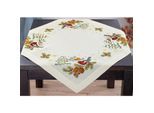 Stickmitteldecke "Dompfaff Winter"