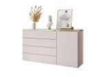 Lookway Kommode, Kaschmir, Holzwerkstoff, Uni, 4 Schubladen, Rechteckig, 140x76x40 cm, Wohnzimmer, Kommoden & Sideboards, Kommoden