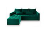 Masseno Ecksofa, Grün, Kunststoff, 3-Sitzer, L-Form,L-Form, 220x140 cm, Wohnzimmer, Sofas & Couches, Wohnlandschaften, Ecksofas
