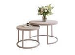 Lookway Couchtisch, Beige, Kaschmir, Holzwerkstoff, Rund, 70x48x70 cm, Wohnzimmer, Wohnzimmertische, Couchtische