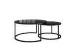 Vicco Couchtisch-Set, Schwarz Hochglanz, Glas, Rund, 77x39.5x77 cm, Wohnzimmer, Wohnzimmertische, Couchtische