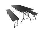 Juskys Bierzeltgarnitur, Schwarz, Kunststoff, 3, Gartenmöbel, Gartenmöbel-Sets