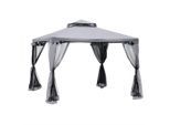 Outsunny Gartenpavillon, Hellgrau, Textil, 294x265x294 cm, Sonnenschutz & Sichtschutz, Pavillons & Pergolas, Pavillons