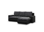 Mebligo Ecksofa, Schwarz, Schwarz, Textil, 3-Sitzer, L-Form, 230x159 cm, Wohnzimmer, Sofas & Couches, Wohnlandschaften, Ecksofas