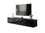 Lookway Tv-Schrank, Schwarz Hochglanz, Holzwerkstoff, Uni, Rechteckig, 200x36x40 cm, Wohnzimmer, Wohnwände, Lowboards, Lowboards stehend