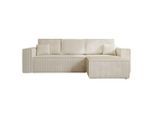 Graingold Ecksofa, Beige, Kunststoff, Echtholz, 4-Sitzer, Ottomane rechts, L-Form,L-Form, 280x170 cm, Oeko-Tex®, Reach, Hergestellt in Europa, Handmade in Europe, Hergestellt in Europa, Made in EU, Real Wood, Wohnzimmer, Sofas & Couches, Wohnlandschaften, Ecksofas