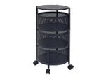 [en.casa] Rollwagen, Schwarz, Metall, 3 Fächer, Rollen, 33x59.5x33 cm, Esszimmer, Servierwagen