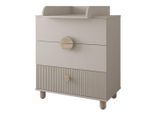 kiki design Wickeltische, Beige, Naturmaterialien, 3 Schubladen, Rechteckig, 48x90x80 cm, Kinder- & Jugendzimmer, Kindermöbel, Kinderregale