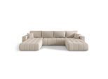 Luxkor24 Wohnlandschaft, Beige, Textil, Echtholz,Kiefer, 384x85x175 cm, Wohnzimmer, Sofas & Couches, Wohnlandschaften, Wohnlandschaft U-Form