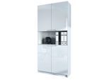 Vladon Büroschrank, Weiß Hochglanz, Holzwerkstoff, 82x184x37 cm, Arbeitszimmer, Aktenschränke