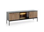 Graingold Tv-Schrank, Eiche Wotan, Metall, 4 Fächer, 154x56x39 cm, Wohnzimmer, Wohnwände, Lowboards, Lowboards stehend