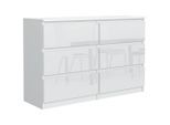 Mobelsta Kommode, Weiß Hochglanz, Holzwerkstoff, Teilmassiv,Strukturbuche, 6 Schubladen, 120x78.5x39 cm, Wohnzimmer, Kommoden & Sideboards, Kommoden