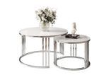 Lookway Couchtisch, Silber, Weiß, Glas, Rund, 70x48x70 cm, Wohnzimmer, Wohnzimmertische, Couchtische