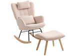 Homcom Schaukelstuhl, Beige, Holz, Echtholz,Buche, 1-Sitzer, Füllung: Polyester, einzeln stellbar, 70.5x99.5x101.5 cm, Wohnzimmer, Sessel, Schaukelstühle