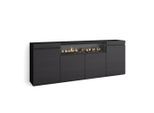 Skraut Home Sideboard,, Schwarz, Holzwerkstoff, Rechteckig,Rechteckig, 203x75x35 cm, Wohnzimmer, Kommoden & Sideboards, Sideboards