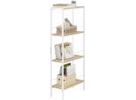 Woltu Standregal, Weiß, Eiche, Metall, 4 Fächer, Rechteckig, eckig, 50x110x20 cm, Wohnzimmer, Regale, Bücherregale