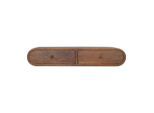 Artisan Furniture Wandkonsole, Braun, Holz, Echtholz,Mangoholz, Holz Optik, 2 Schubladen, Oval, 80x15x32 cm, FSC 100%, Handmade in India, Wohnzimmer, Regale, Wandregale