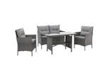 Svita Gartenlounge, Grau, Metall, 4-Sitzer, rechteckig, Loungemöbel, Gartenlounge-Sets