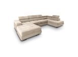 Masseno Wohnlandschaft, Creme, Metall, 5-Sitzer, U-Form, 345x90x202 cm, Wohnzimmer, Sofas & Couches, Wohnlandschaften, Wohnlandschaft U-Form