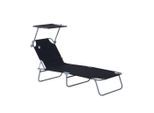 Outsunny Sonnenliege, Schwarz, Metall, 58x27x187 cm, Gartenmöbel, Gartenliegen