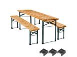 tectake Bierzeltgarnitur, Braun, Holz, Rechteckig, Gartenmöbel, Gartenmöbel-Sets