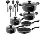 tectake Kochtopfset, Schwarz, Metall, Rund, Kochen, Töpfe, Topfsets