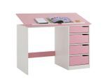 Idimex Kinderschreibtisch, Weiß, Rosa, Holz, Kiefer, Mode, Rechteckig, 114x76x55 cm, FSC Mix, Arbeitszimmer, Schreibtische, Jugend- & Kinderschreibtische