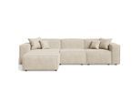 Graingold Ecksofa, Beige, Textil, Kiefer, 3-Sitzer, L-Form, Ottomane links,L-Form, 265x180 cm, Oeko-Tex®, Reach, Hergestellt in Europa, Handmade in Europe, Hergestellt in Europa, Made in EU, Real Wood, Wohnzimmer, Sofas & Couches, Wohnlandschaften, Ecksofas