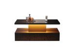 Flieks Couchtisch, Schwarz, Holz, 60.96x15.24x112.4 cm, Wohnzimmer, Wohnzimmertische, Couchtische