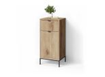 Livinity® Midischrank, Eiche, Holzwerkstoff, 3 Fächer, 1 Schubladen, Rechteckig, 40x87x35 cm, Badezimmer, Badezimmerschränke, Midischränke