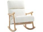 Homcom Schaukelstuhl,, Creme, Holz, Echtholz,Buche, 1-Sitzer, Füllung: Schaumstoff, 65x98x90 cm, Wohnzimmer, Sessel, Schaukelstühle