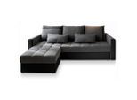 Masseno Ecksofa, Grau, Schwarz, Kunststoff, 3-Sitzer, L-Form,L-Form, 220x140 cm, Wohnzimmer, Sofas & Couches, Wohnlandschaften, Ecksofas