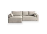 Masseno Ecksofa, Creme, Kunststoff, 3-Sitzer, L-Form,L-Form, 265x178 cm, Wohnzimmer, Sofas & Couches, Wohnlandschaften, Ecksofas