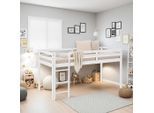 Homestyle4u Hochbett, Weiß, Holz, Kiefer, 90x200 cm, Kinderzimmer & Jugendzimmer, Kindermöbel, Kinderbetten, Hochbetten
