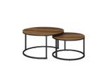Vicco Couchtisch-Set, Natur, Holzwerkstoff, 2 Fächer, Rund,Rechteckig, 77x40x77 cm, Wohnzimmer, Wohnzimmertische, Couchtische