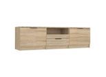 vidaXL Lowboard, Sonoma Eiche, Holz, Strukturbuche, 3 Fächer, 1 Schubladen, Rechteckig, 140x40x35 cm, Wohnzimmer, Wohnwände, Lowboards, Lowboards stehend