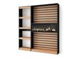 Skraut Home Regal, Eiche, Schwarz, Holzwerkstoff, Rechteckig,Rechteckig, 170x186x25 cm, Wohnzimmer, Regale