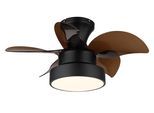 GLOBO LIGHTING Deckenleuchte "KARI", schwarz matt, Ø 58cm H: 27cm, 1 Stk., Leuchten, Ventilator kühlen-heizen holzoptik braun CCT 3000/4500/6000K elegant, Deckenleuchte