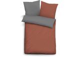 Bettwäsche BIBERNA Gr. 3, braun (braun, grau), B/L: 200cm x 200cm, Linon, B/L: 80cm x 80cm & 80cm x 80cm, 2 Stk., Linon, 100% Baumwolle, Bettwäsche, Bettwäsche
