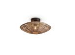 Good & Mojo , Naturfarben , Holz , Rattan , rund , 40x10x40 cm , LED-Leuchtmittel austauschbar ,
