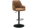 Mid.you Barhocker, Braun, Schwarz, Metall, Textil, rund, 50x90-111x51 cm, Esszimmer, Barmöbel, Barhocker