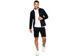 Enzo | Heren Cargo Trainingspak Met Korte Broek Set - Zwart