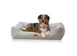 Knuffelwuff Hundebett aus Cord mit Handwebcharakter Olivia hellgrau S