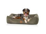 Knuffelwuff Hundebett aus Cord mit Handwebcharakter Olivia khaki S