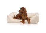 Knuffelwuff orthopädisches Hundebett aus Cord mit Handwebcharakter Nunavut beige S