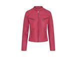 Roze slim-fit leren bikerjack voor dames - Maldon