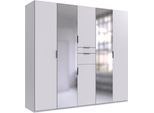 Drehtürenschrank WIMEX "Moldau Kleiderschrank mit Spiegel Schlafzimmerschrank", weiß, B:225cm H:208cm T:58cm, Holzwerkstoff, Schränke, Drehtürenschrank