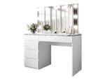 Lookway Schminktisch, Weiß Hochglanz, Holzwerkstoff, Uni, 5 Schubladen, seitenverkehrt montierbar,Rechteckig, 120x78.5x55 cm, Schlafzimmer, Schminktische
