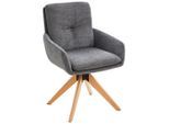 Livetastic , Grau , Holz, Metall, Textil , Eiche , massiv , Füllung: Schaumstoff , 58x91x63.5 cm , Sitzfläche 360° drehbar ,